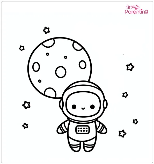 Space and Star Coloring Page