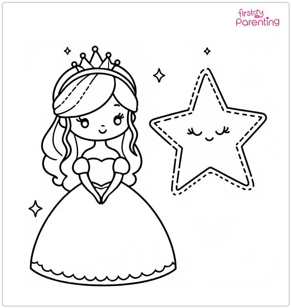 Princess and Star Coloring Page