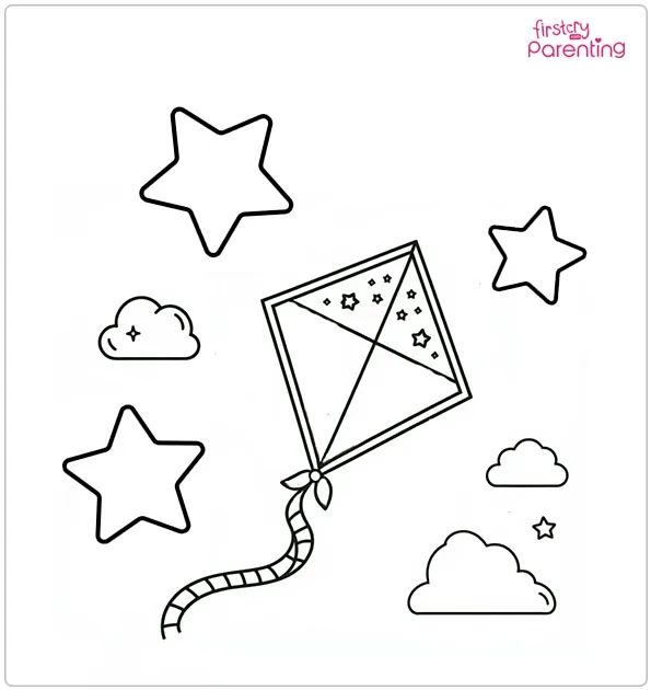 Flying Star Kite Coloring Page