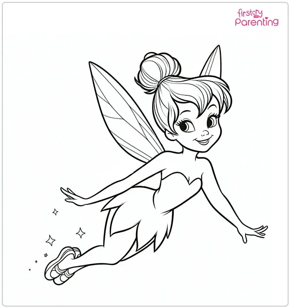 Flying Tinkerbell Coloring Page