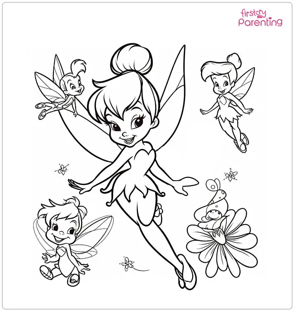 Tinkerbell and Friends Coloring Page