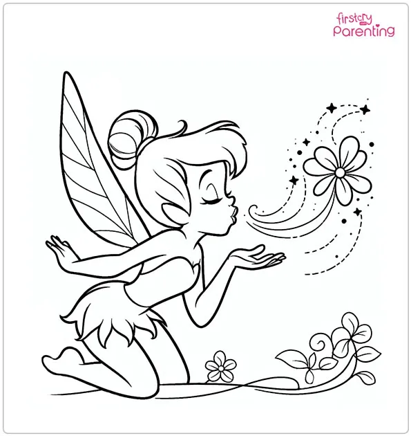 Tinkerbell Blowing Coloring Page