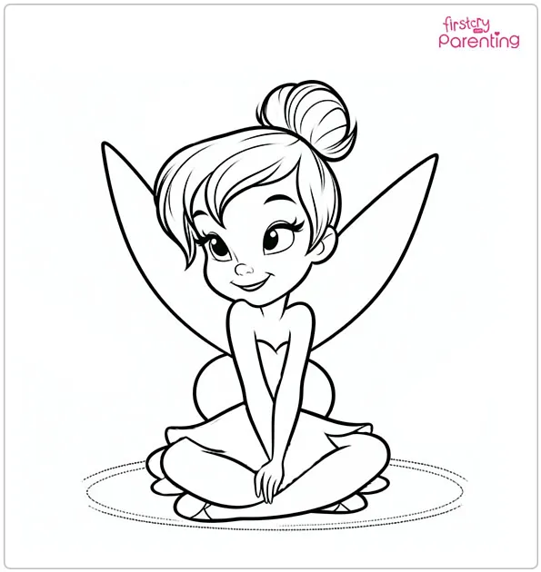 Tinkerbell Sits Down Coloring Page