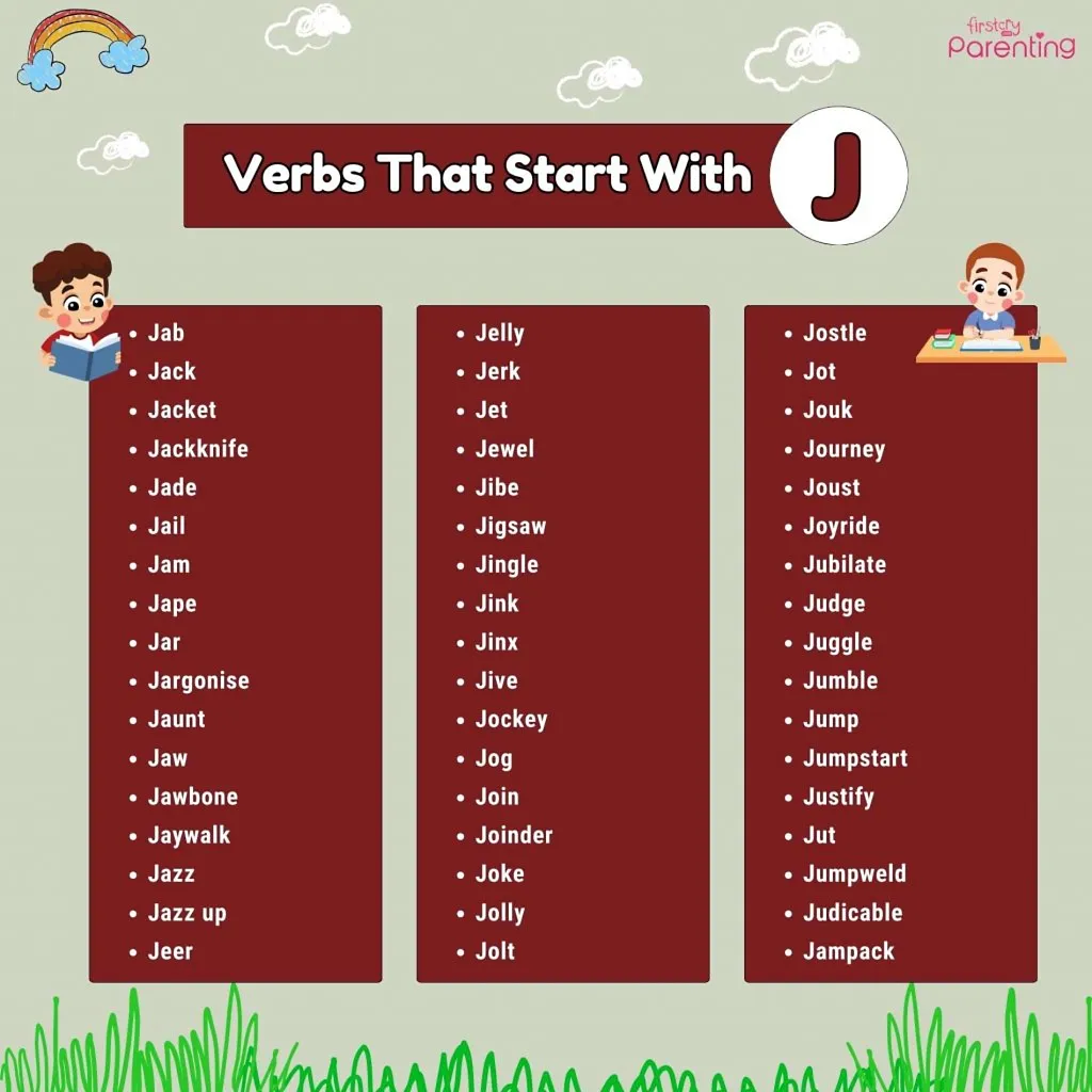 Verbs That Start With J - Infographics