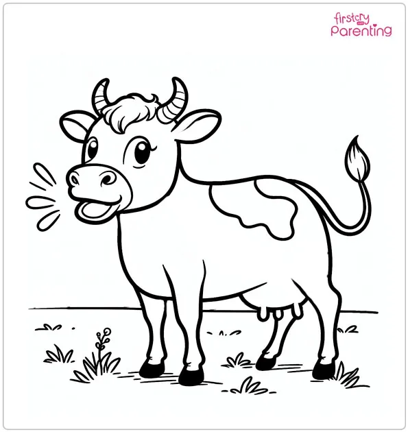 Cow Mooing Coloring Page
