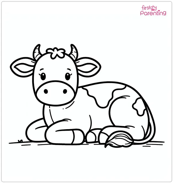 Cow Resting Coloring Page