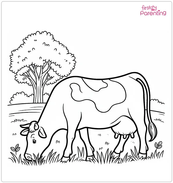 Grazing Cow Coloring Page