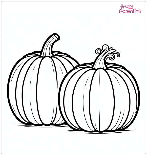 Two Pumpkins Coloring Page