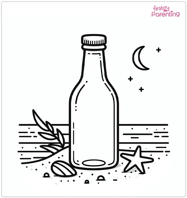 Bottle on a Beach Coloring Page