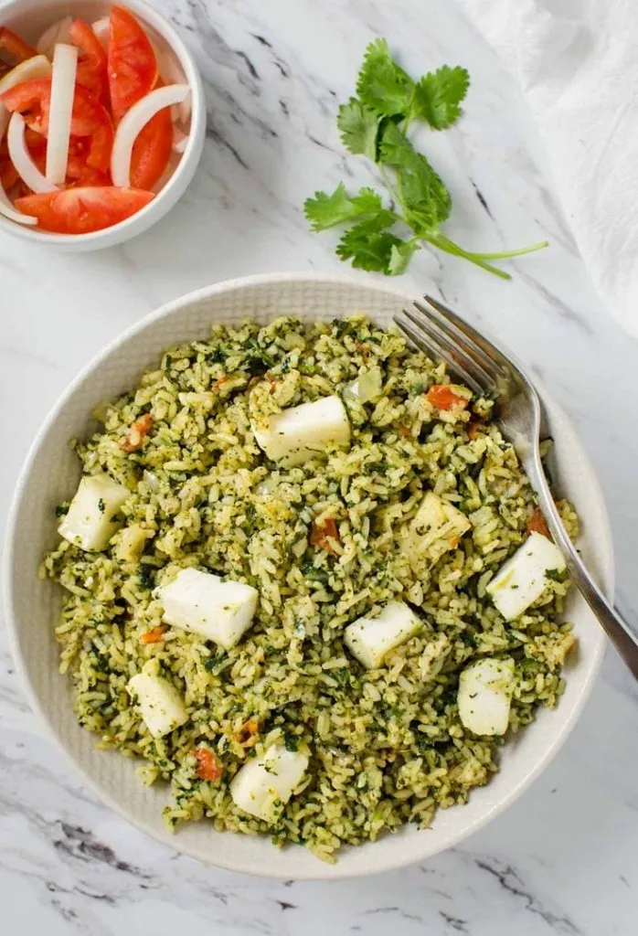 Spinach and Paneer Rice