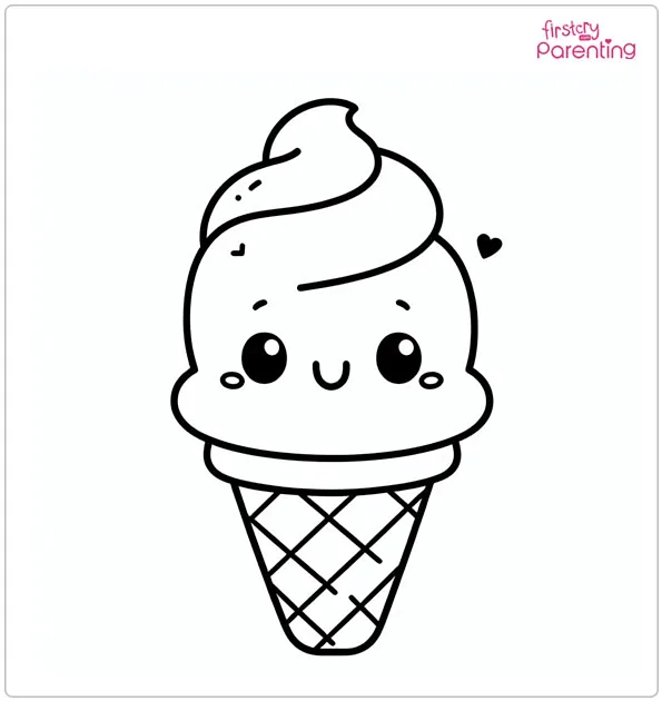Happy Ice Cream Coloring Page