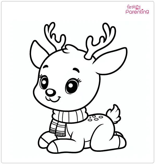 Happy Reindeer Coloring Page