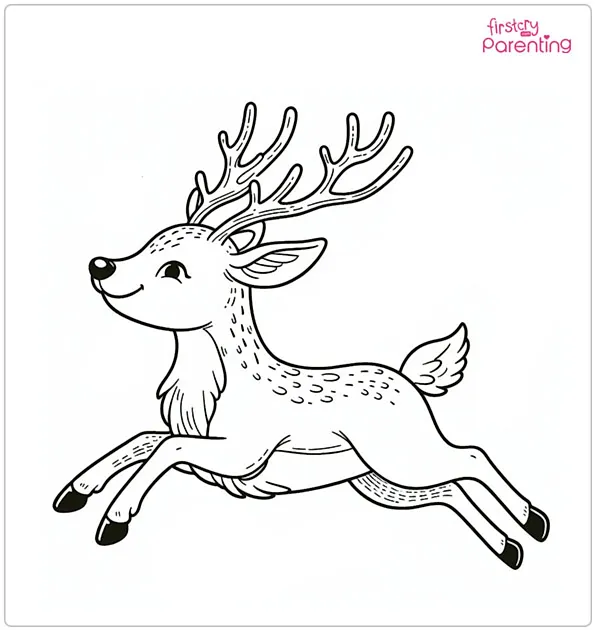 Spirited Reindeer Coloring Page
