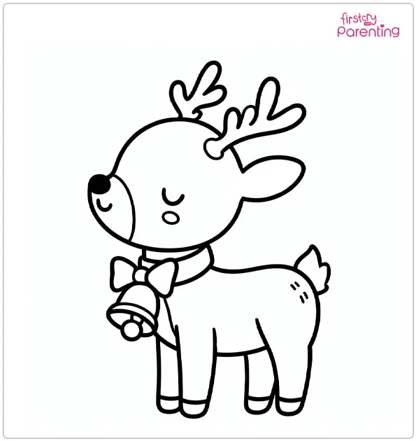 Reindeer with Bells Coloring Page