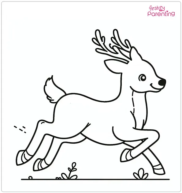 Running Reindeer Coloring Page