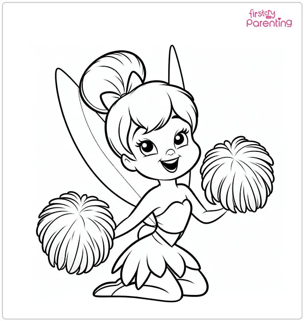 Cheerleader Tinker Bell Coloring Page