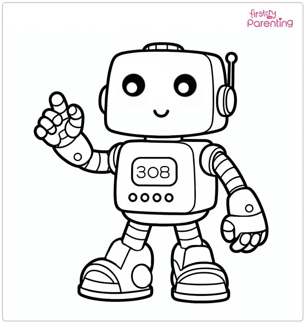 Robot Cartoon Coloring Page