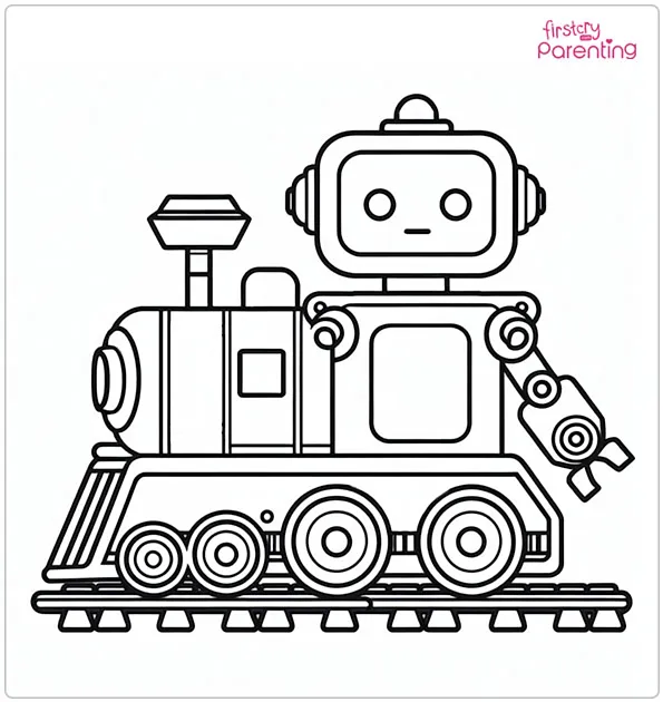 Robot Train Coloring Page