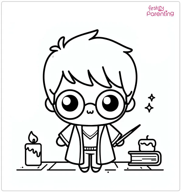 Kawaii Harry Potter Coloring Page