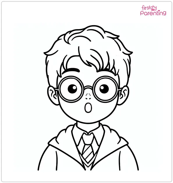 Surprised Harry Potter Coloring Page