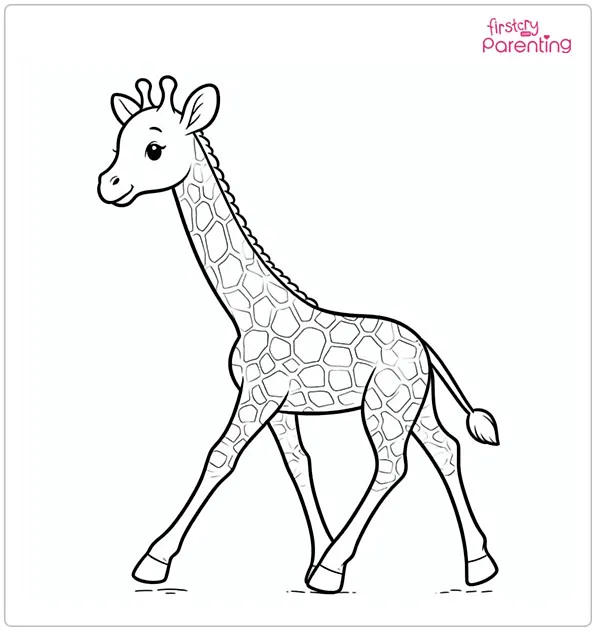 Walking Giraffe Coloring Page