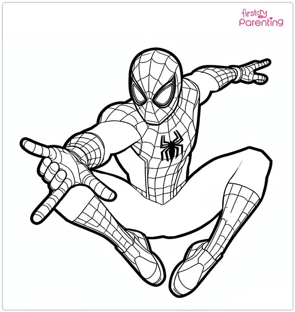 Spiderman Jumping Coloring Page