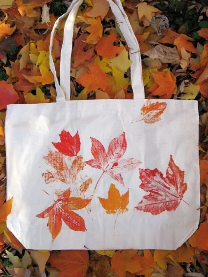 Leaf Print Tote Bags