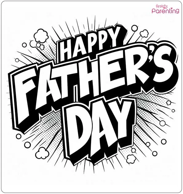Comic Book Style Fathers Day Coloring Page