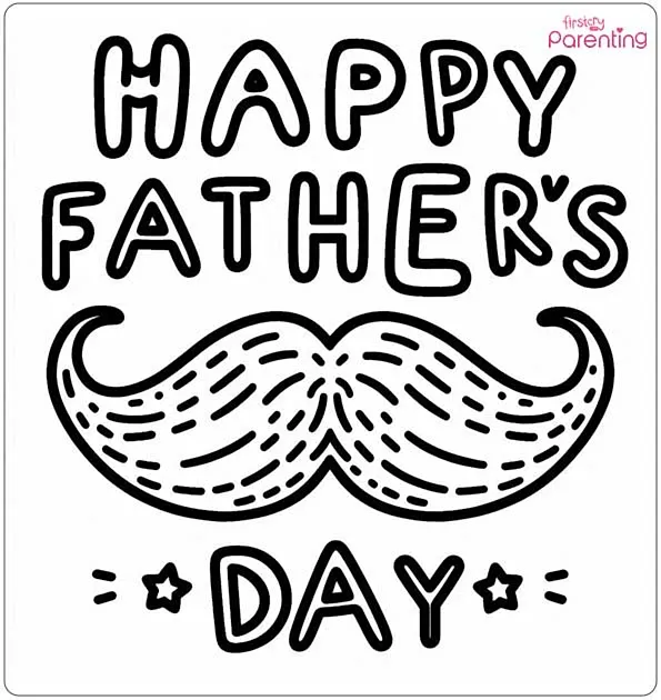 Moustache Fathers Day Coloring Page