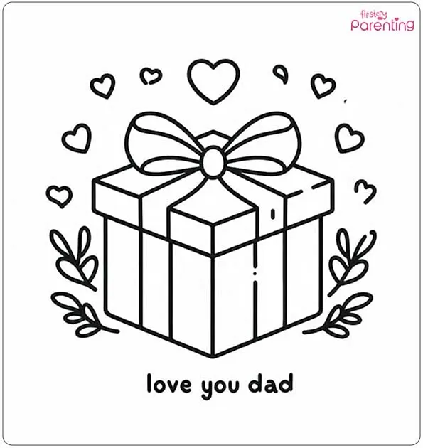 Gift For Dad On Fathers Day Coloring Page