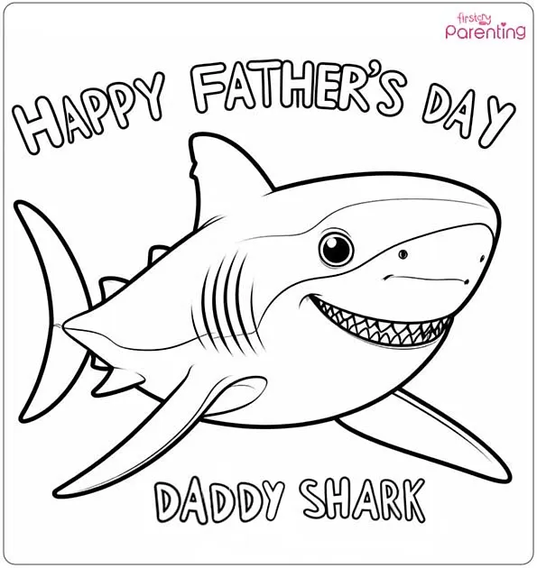 Daddy Shark Fathers Day Coloring Page