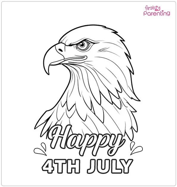 Bald Eagle Themed 4th of July Coloring Page