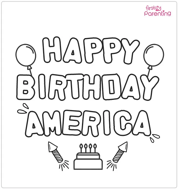 Happy Birthday America Coloring Page