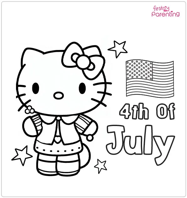 hello kitty fourth of july nails