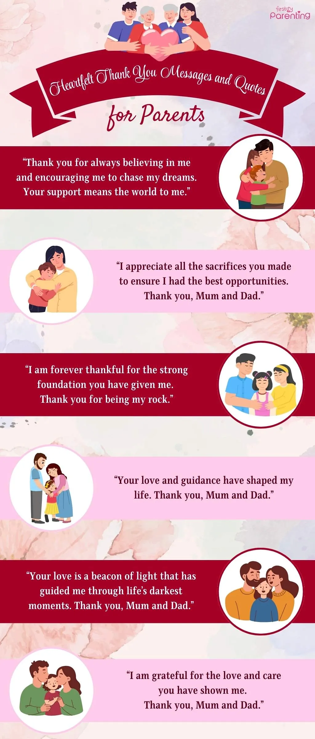 Heartfelt Thank You Messages and Quotes for Parents - Infographics