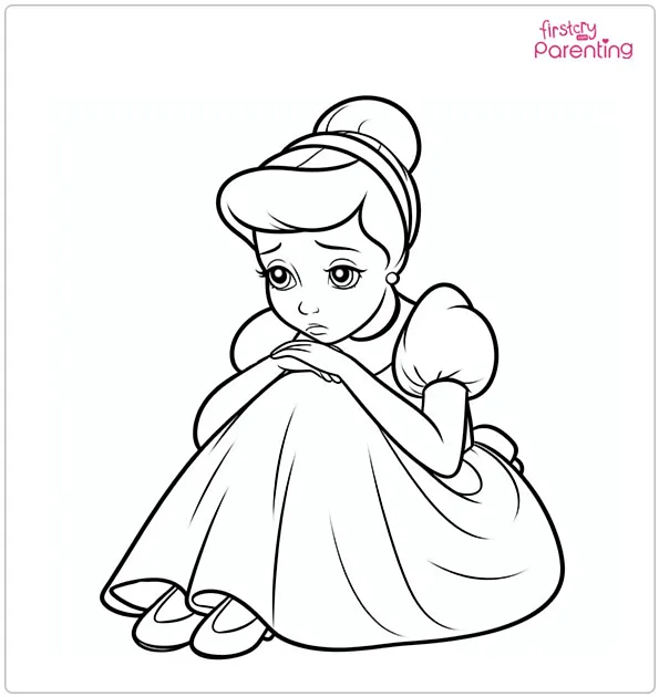 Sad Cinderella Coloring Page