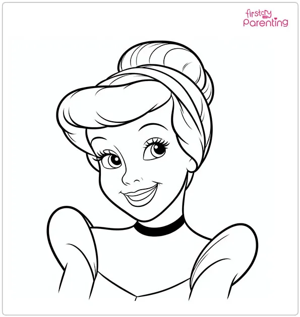Smiling Cinderella Coloring Page