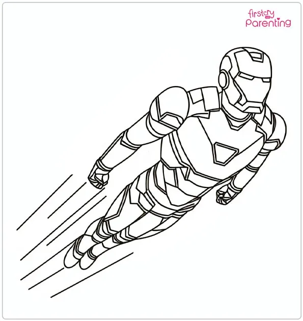 Flying Iron Man Coloring Page