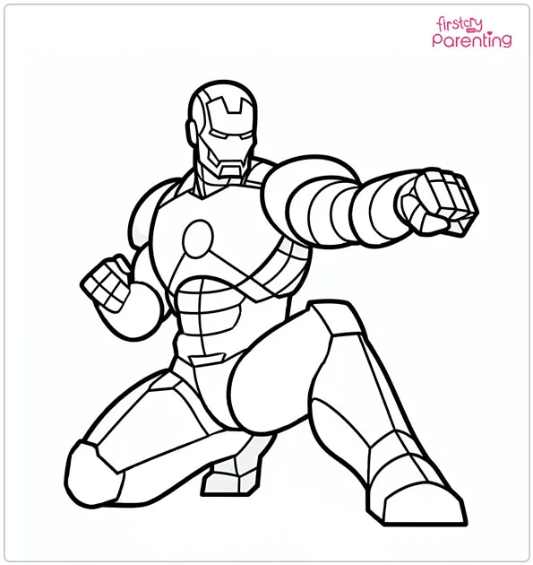 Iron Man in Combat Coloring Page