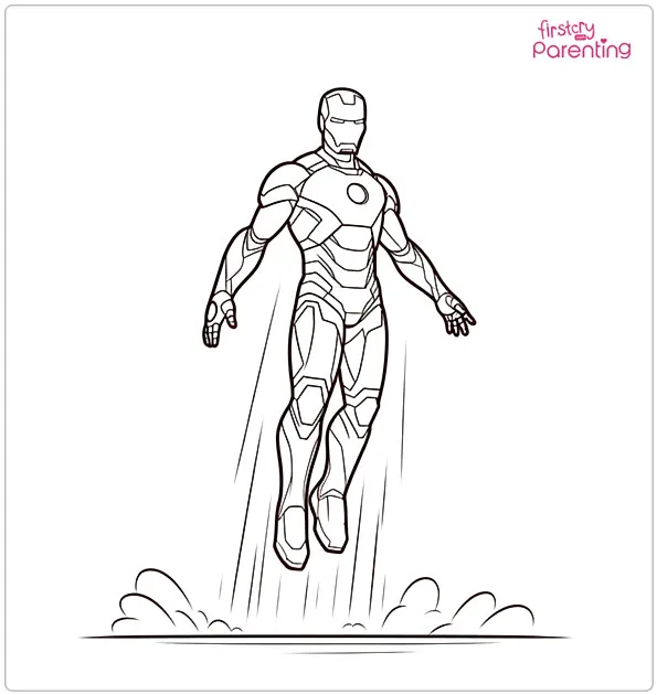 Iron Man Landing Coloring Page
