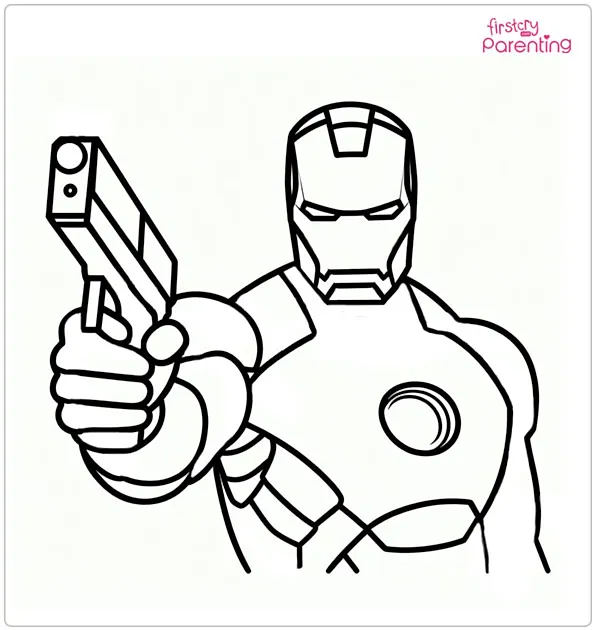 Iron Man With Gun Coloring Page