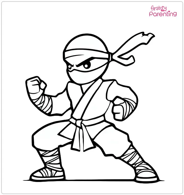 Fighting Ninja Coloring Page