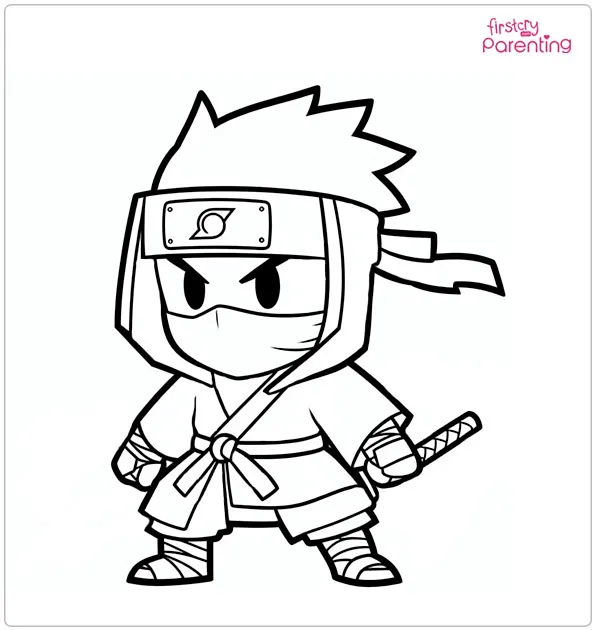 Ninja with the Nunchaku Coloring Page