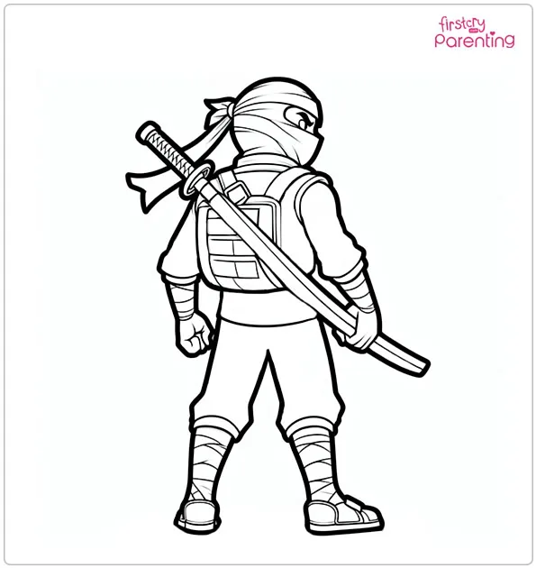 Ninja Carry Sword On His Back Coloring Page