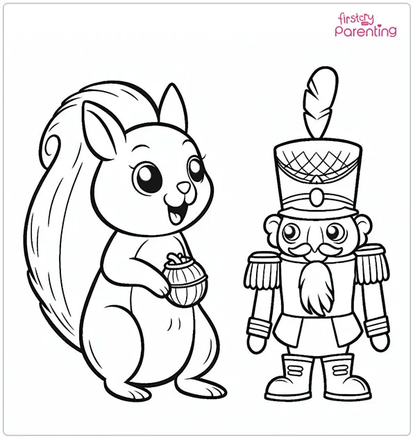 Nutcracker and Squirrel Coloring Page