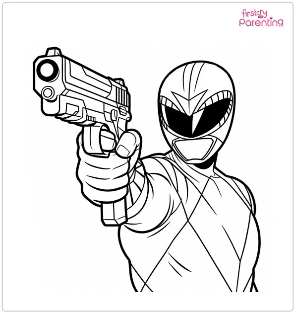 Power Rangers Shooting Coloring Page
