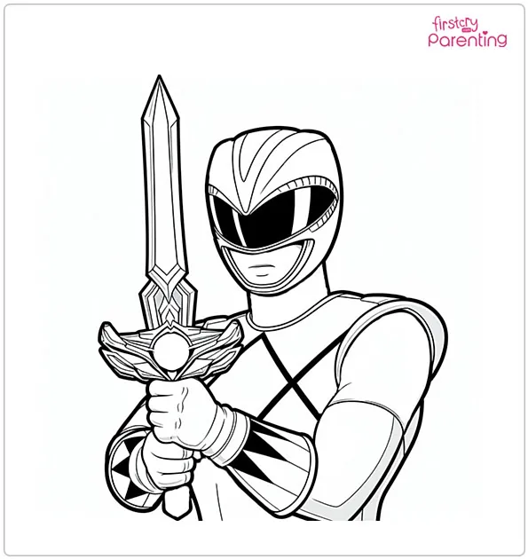 Power Rangers Holds a Sword Coloring Page