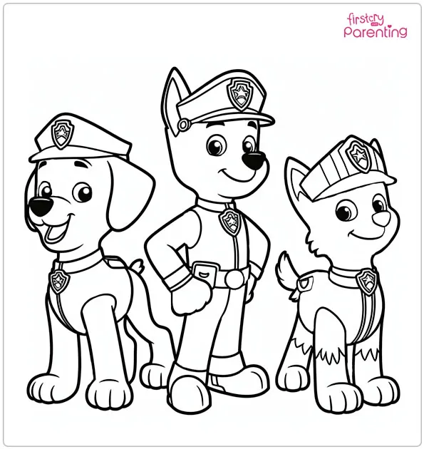 Paw Patrol Characters Coloring Page