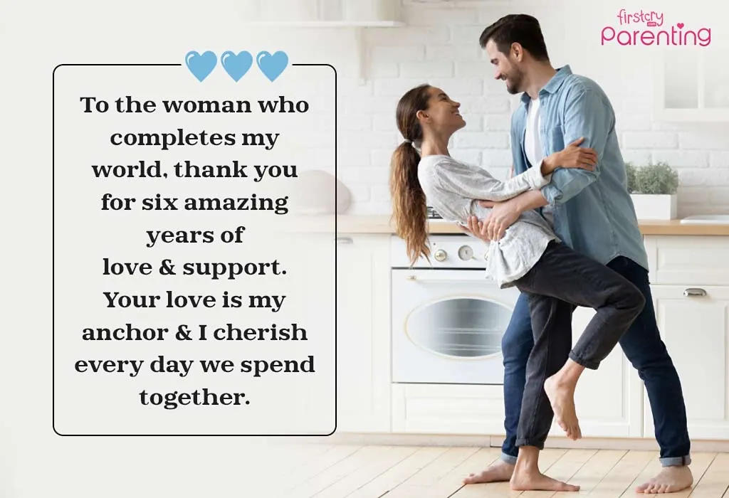 6th Wedding Anniversary Wishes for Wife