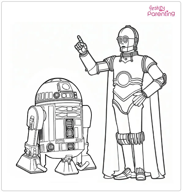 R2-D2 and C-3PO Star Wars Coloring Page R2-D2 and C-3PO Star Wars Coloring Page